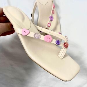 Hand Made Nude Faux Leather Y2K Cute Coquette Pink Button Kitten Heels US 5.5